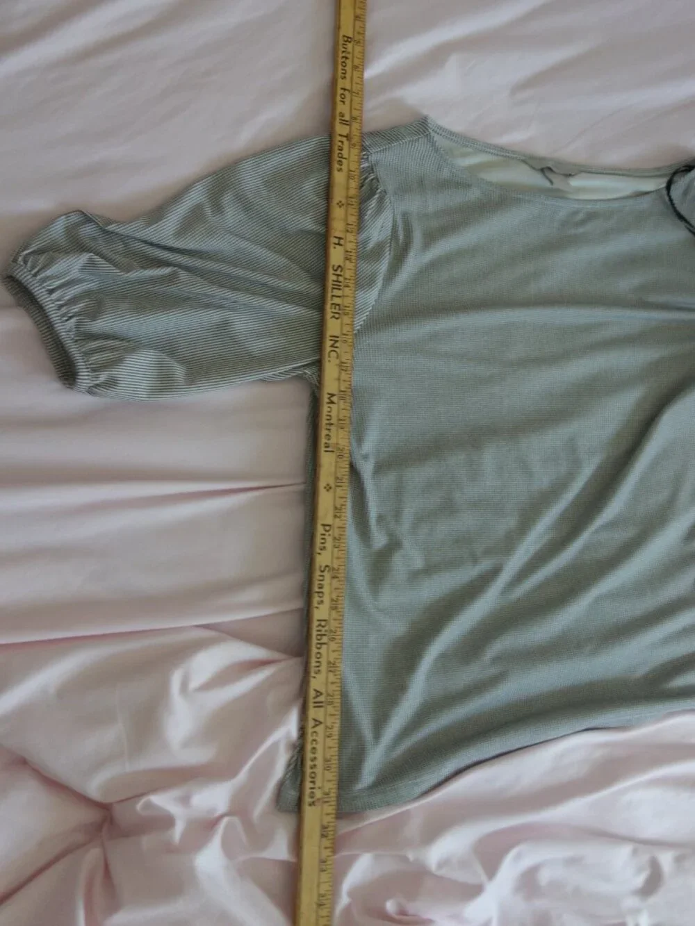 H&M Blue White Striped Puff Sleeve Blouse Size M - Picture 5 of 14